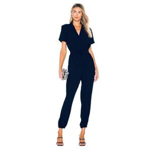 Young, Fabulous, & Broke Navy Short Sleeve Tapered Leg Utility Jumpsuit